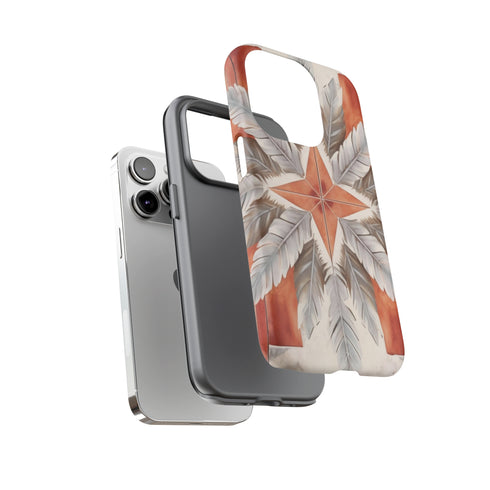 Silver Feather Compass - Impact Resistant Phone Case